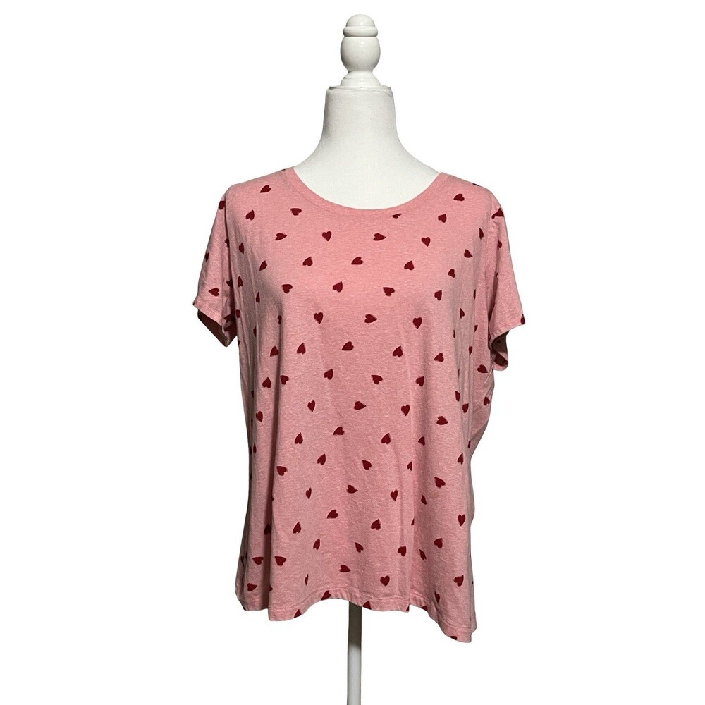 ❤️ST. JOHN’S BAY Pink Red Heart Tee 100% Cotton PXXL EUC! ❤️
